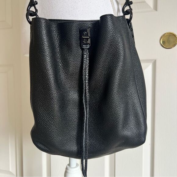 Rebecca Minkoff Darren Pebbled Leather Shoulder Bag Black NEW MSRP $378 - Picture 2 of 9